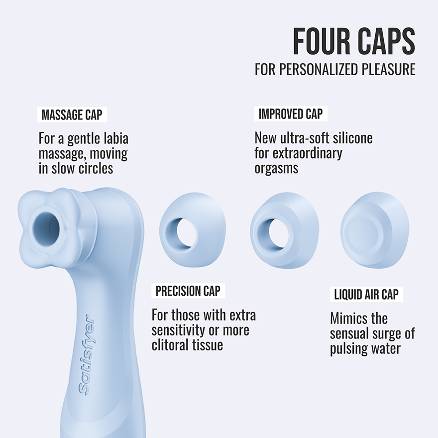 Satisfyer Pro 2 Generation 4 four interchangeable caps
