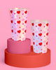 Pink heart print reusable plastic party cups