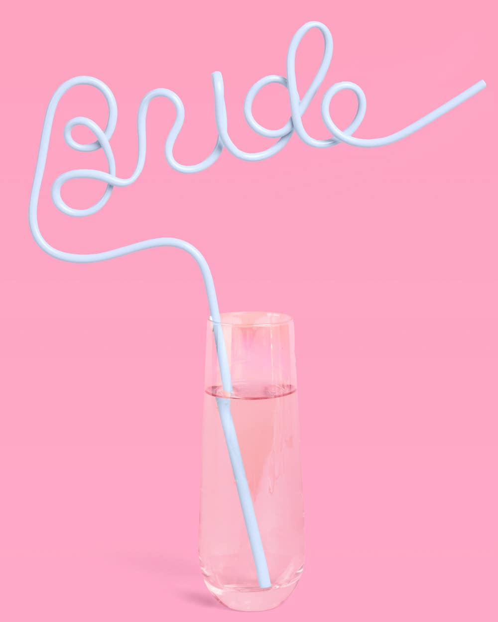 Oversized light blue Bride straw in cursive lettering