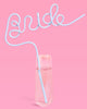 Oversized light blue Bride straw in cursive lettering