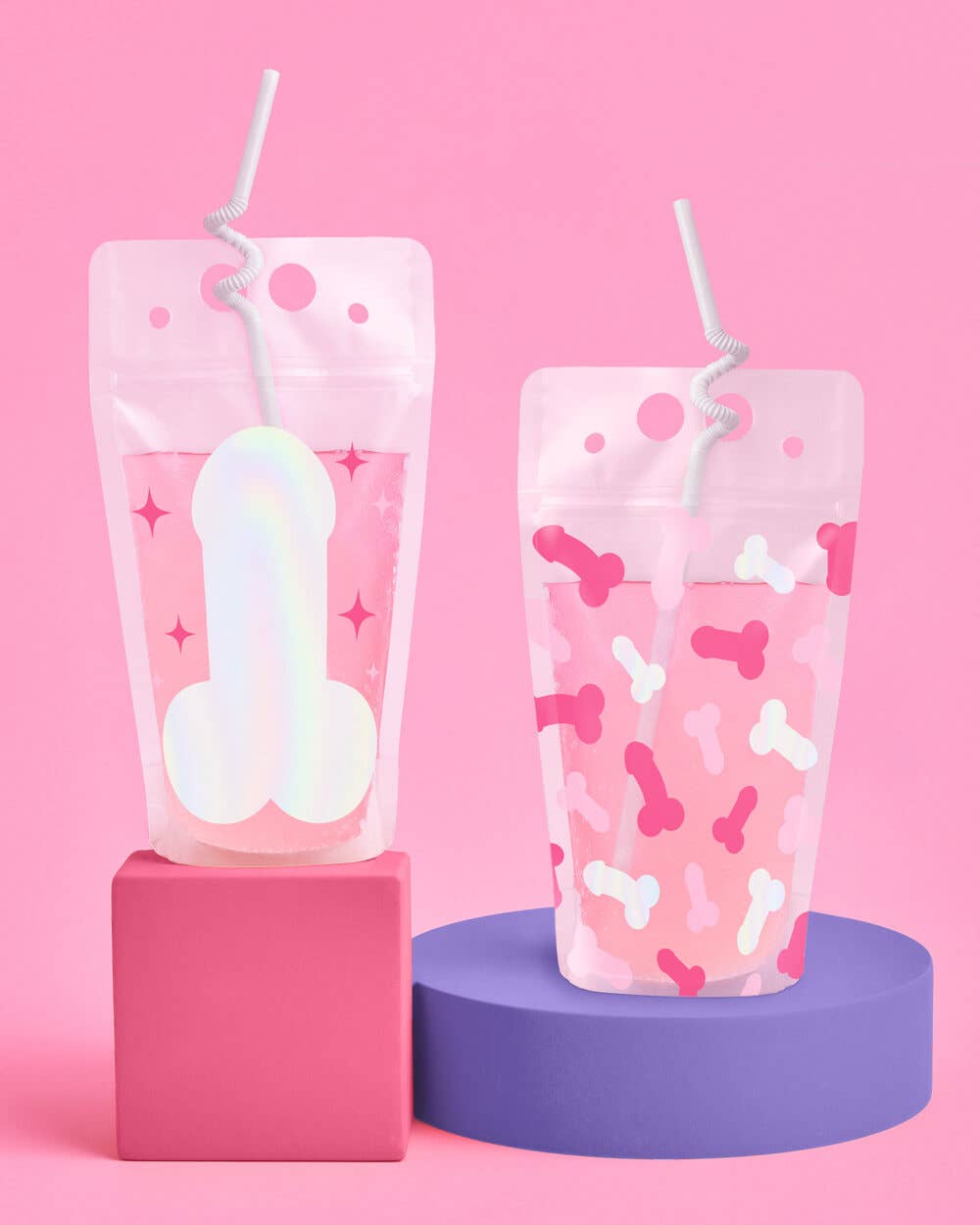 Novelty print bachelorette drink pouches