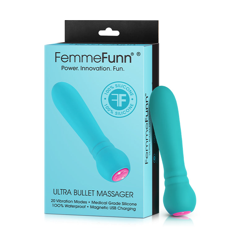 FemmeFunn Ultra Bullet massager silicone vibrator in turquoise