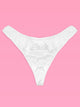 Ivory satin bride thong with rhinestone Bride script detail
