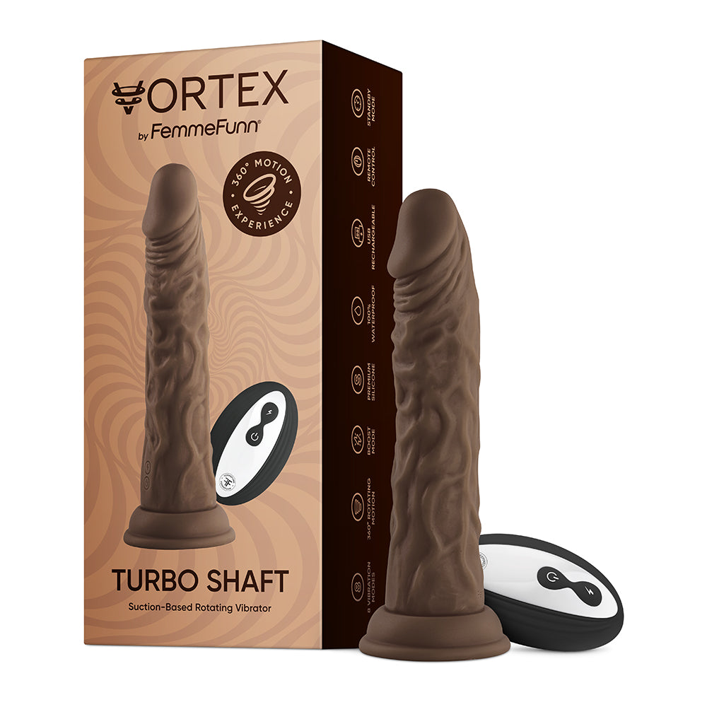 FemmeFunn Vortex Turbo Shaft 2.0 vibrating rotating dildo in brown