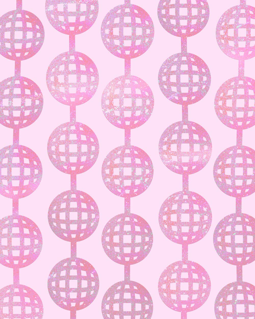 Pink laser cut disco ball foil party curtain