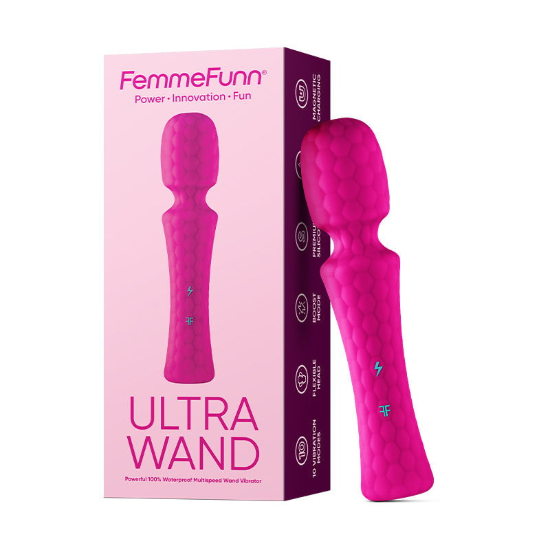 FemmeFunn Ultra Wand flexible textured silicone vibrator in pink