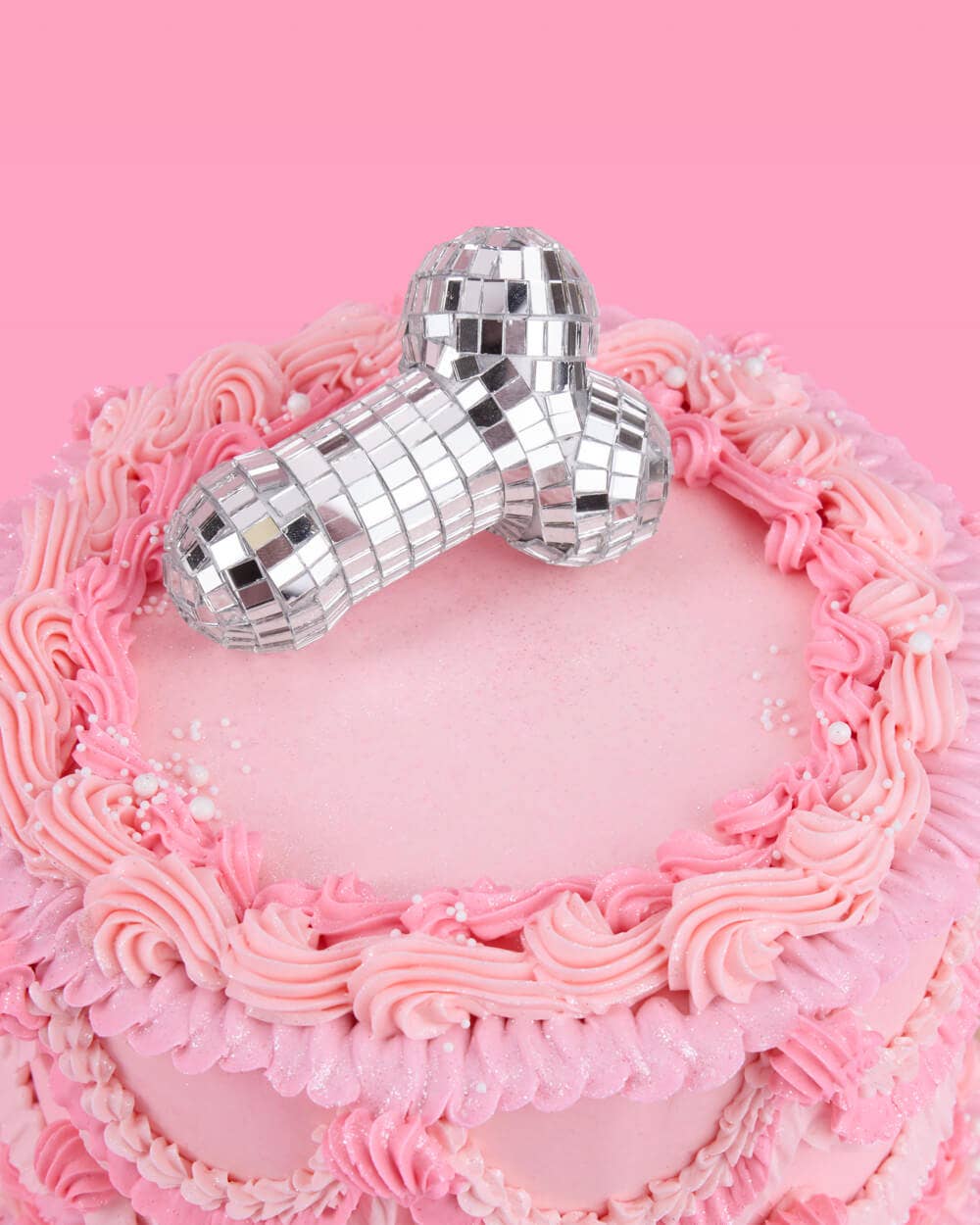 Mirrored disco ball tile novelty bachelorette cake topper