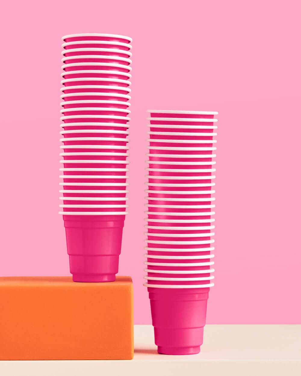 Hot pink disposable plastic shot glasses