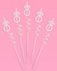 Clear swirl straws with iridescent acrylic diamond ring toppers
