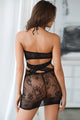 KILLER LEGS Fishnet Floral Cross Back Mini Dress - Black