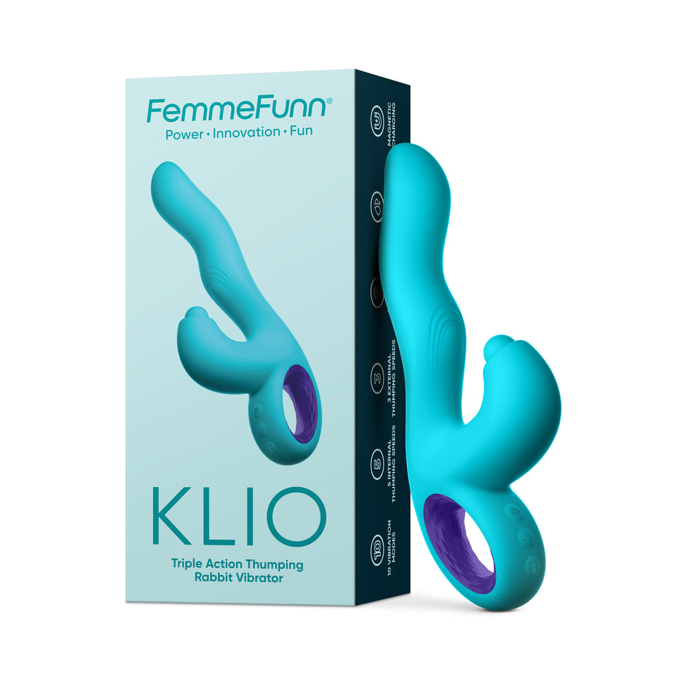 FemmeFunn Klio triple action thumping rabbit vibrator in turquoise
