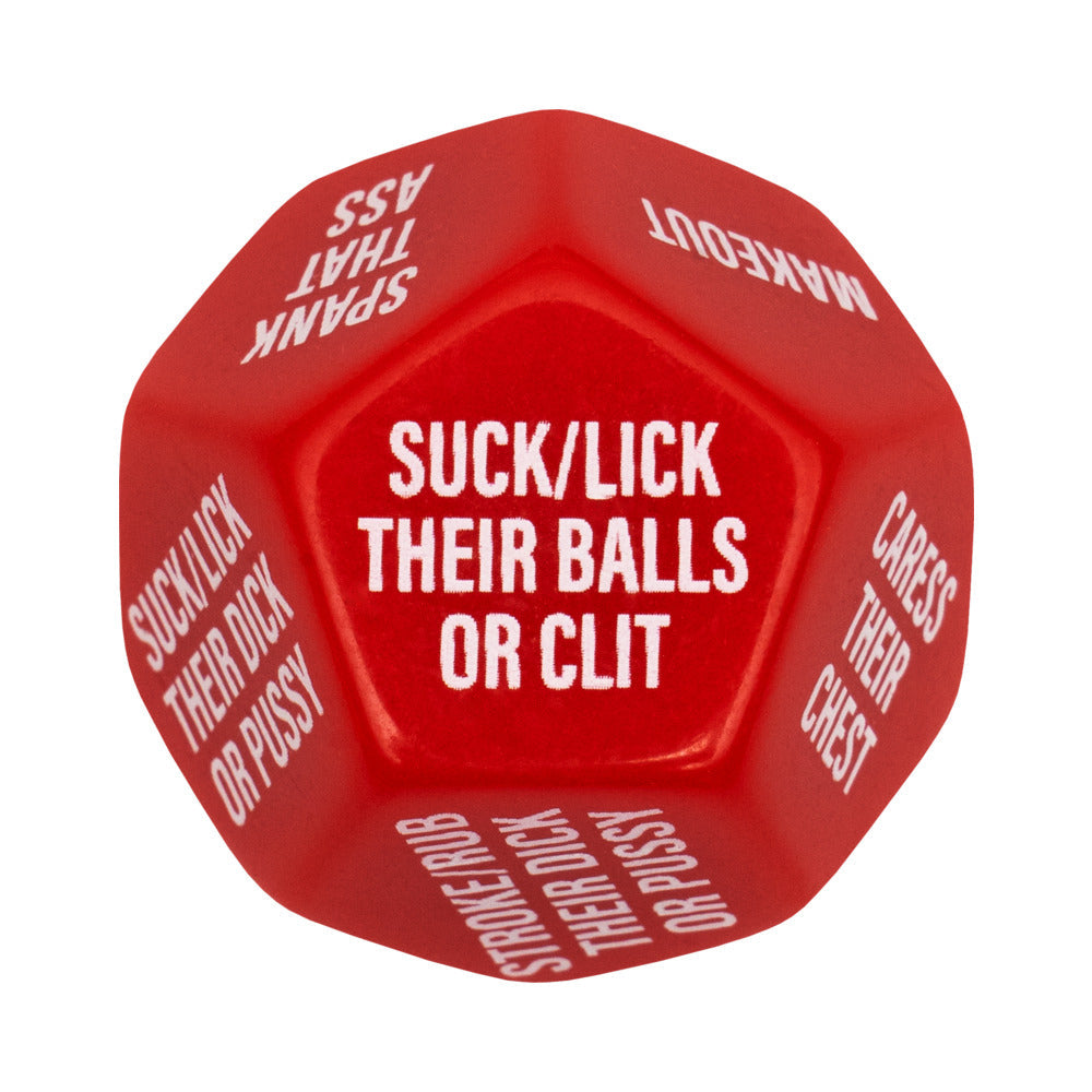 Red Do This die close-up showing printed action faces