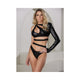 Allure Modern Muse Wetlook Halter, Panty & Collar Set Black M