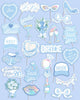 Blue and white bridal photo booth props with iridescent foil accents