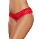 Allure Lip Sync Lace Band Thong with Front-to-Back Pearl String Red O/S