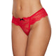 Allure Babe-a-licious Wide Lace Band Thong with Lace-Up Back Red