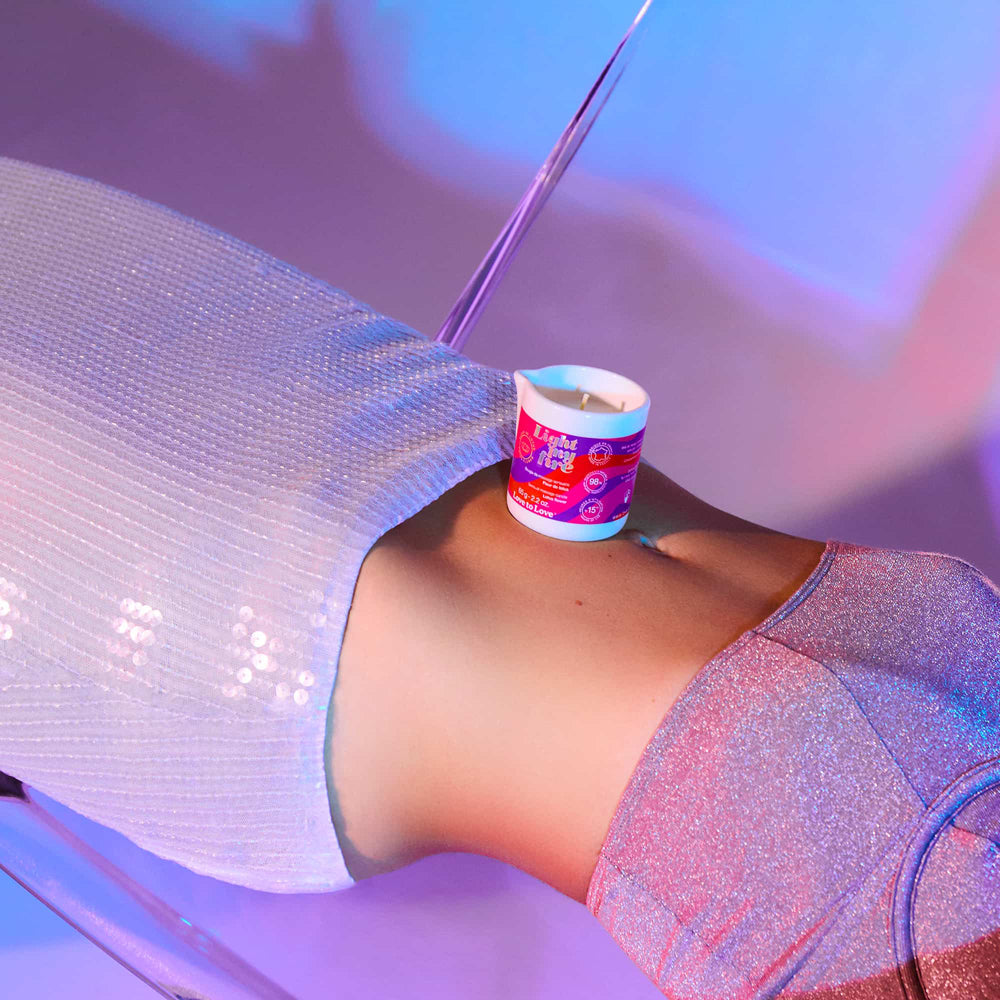 Love to Love Light My Fire Massage Candle Monoi, lifestyle view