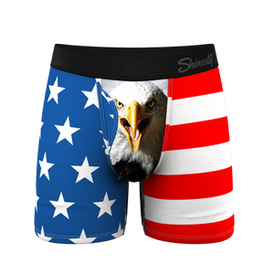 Shinesty The Mascot American Flag Ball Hammock Pouch Underwear with Fly