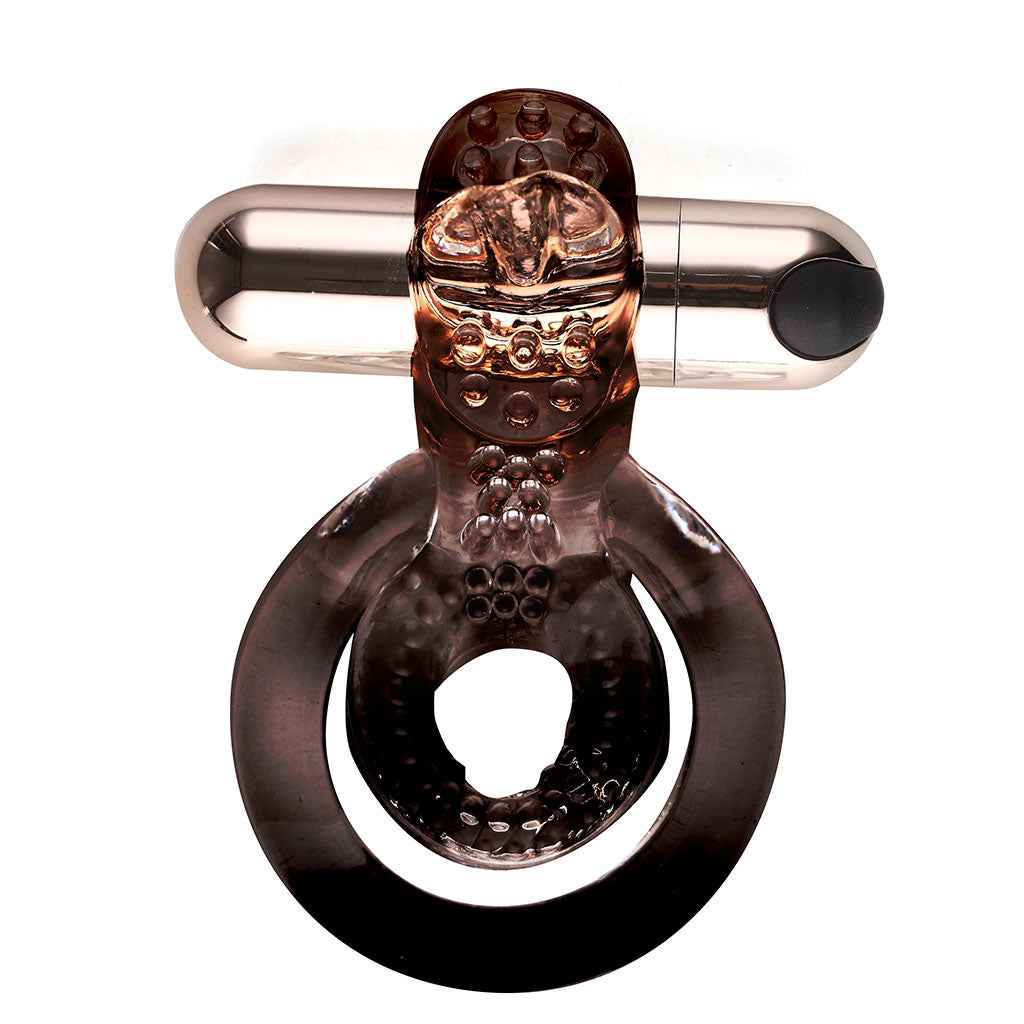 Jayden rose gold vibrating cock ring with Jessi bullet