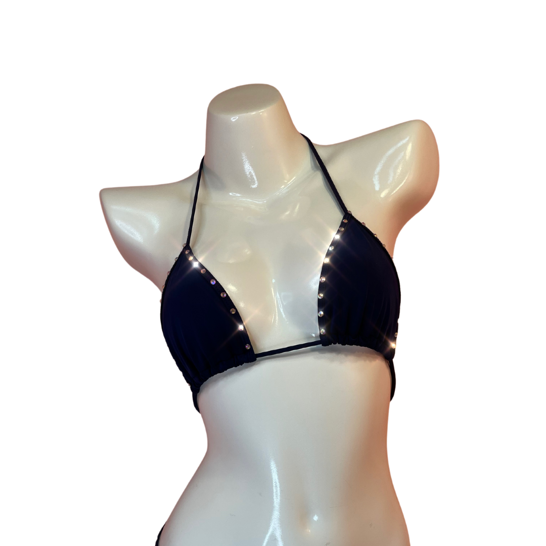 Candyland Crystal Teardrop Tri Top in Black, main view