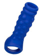 Blue Admiral Beaded Extension with scrotum strap, angled view