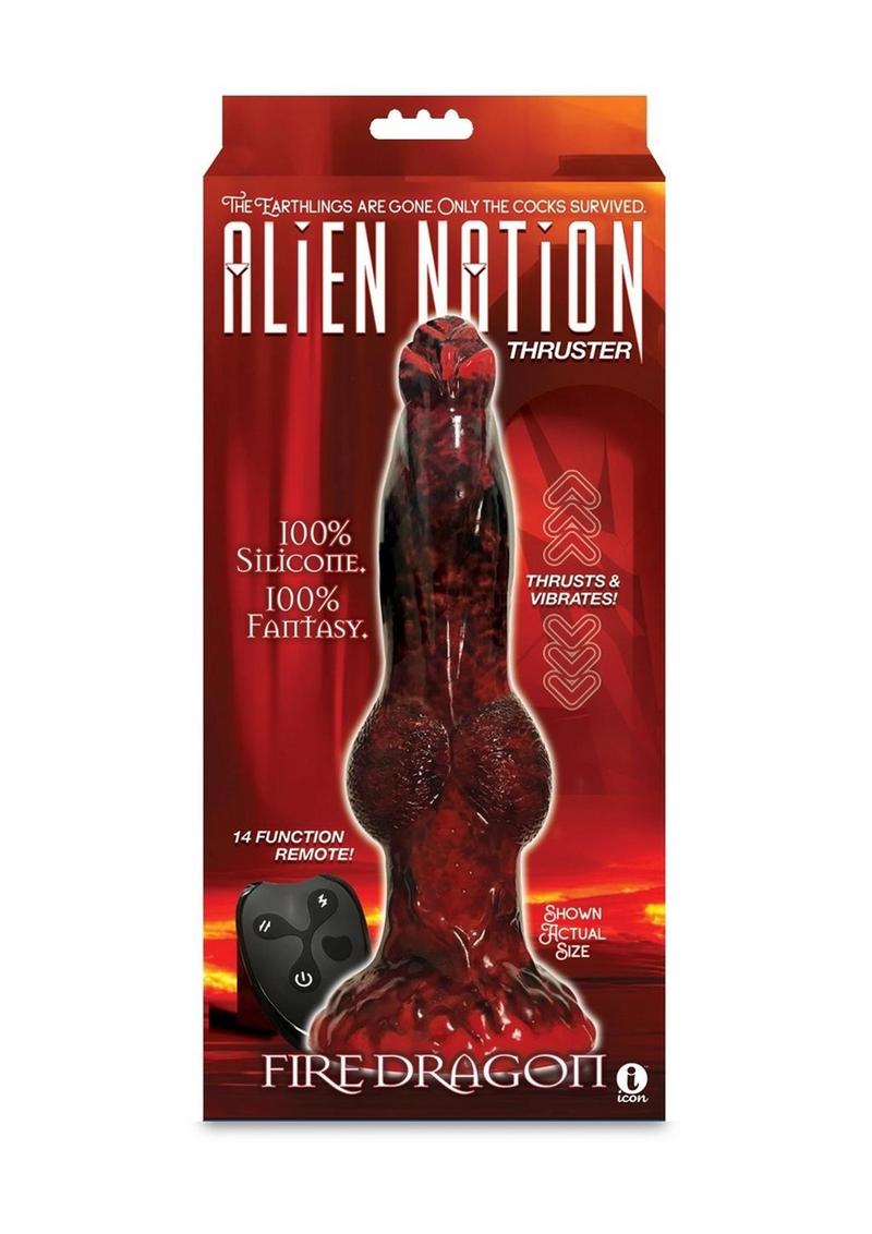 Alien Nation Fire Dragon Thrusting Dildo, retail packaging