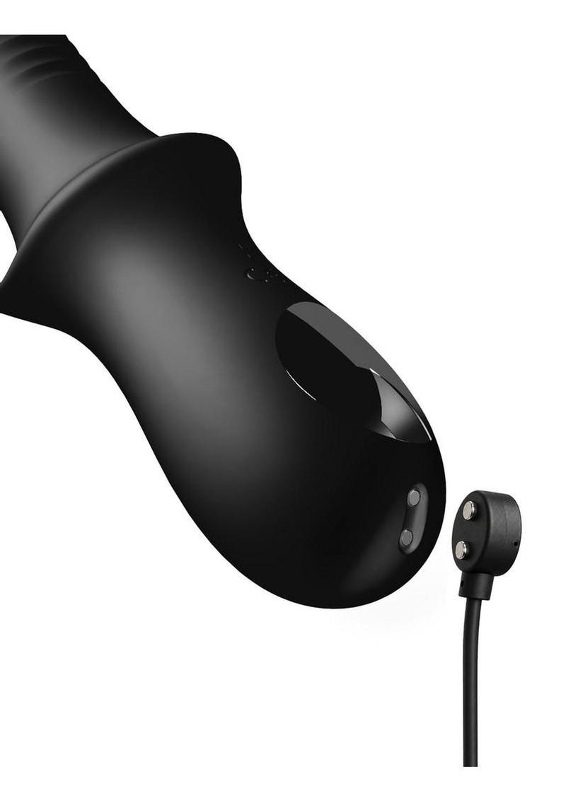 Black anal massager handle with charging cable
