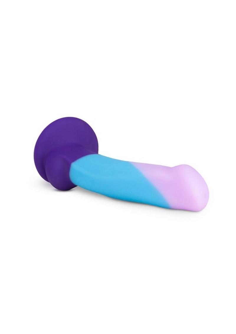 Avant D16 Purple Haze Silicone Dildo in Multicolor, lying on its side