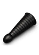 b-Vibe Cone Tapered and Ribbed Dildo in Black, angled view of conical ribs