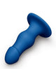 b-Vibe Gape Bulbous Dildo in Blue, angled view of bulbous head