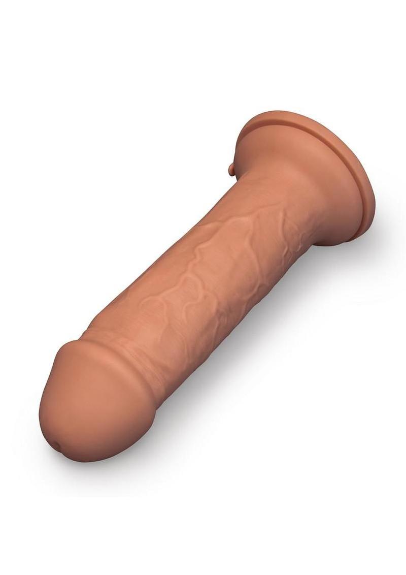 b-Vibe Girth Max-Girth Dildo in Caramel, angled view