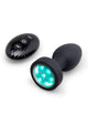 B-Vibe Light-Up Rechargeable Silicone Butt Plug 3.5in with Remote Control - Black