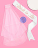 White tulle bridal veil and rose gold foil Bride to Be satin sash set