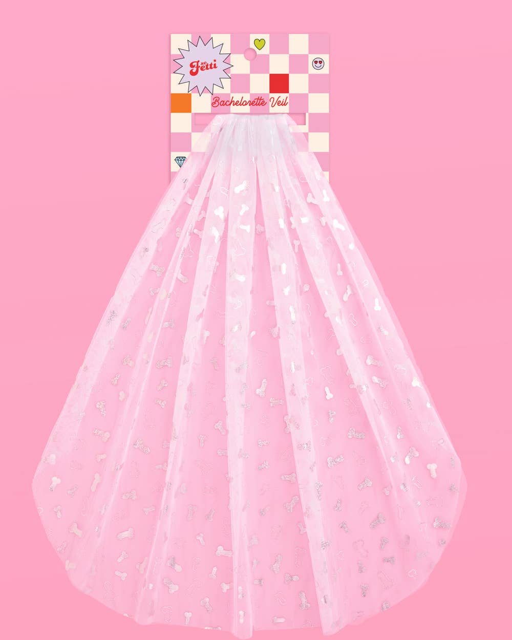 Bachelorette veil with rose gold and silver foil novelty and diamond print