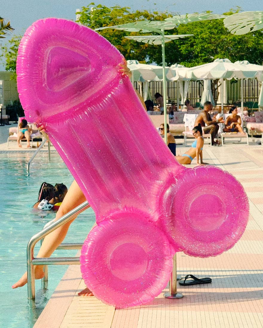 Six foot hot pink glitter novelty inflatable pool float