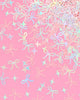 Pink and iridescent foil bow confetti with sparkles