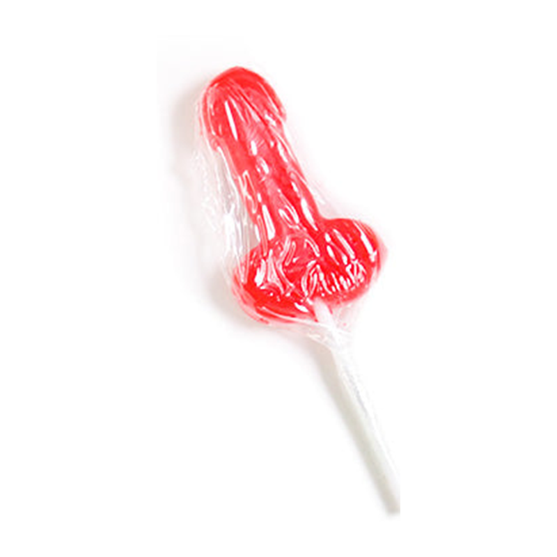 Cocktail Cock Suckers Single, one individually wrapped cock shaped lollipop on a white stick