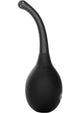 Black anal douche with curved nozzle, upright view