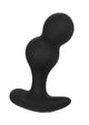 Black curved dual-bulb silicone probe, side view