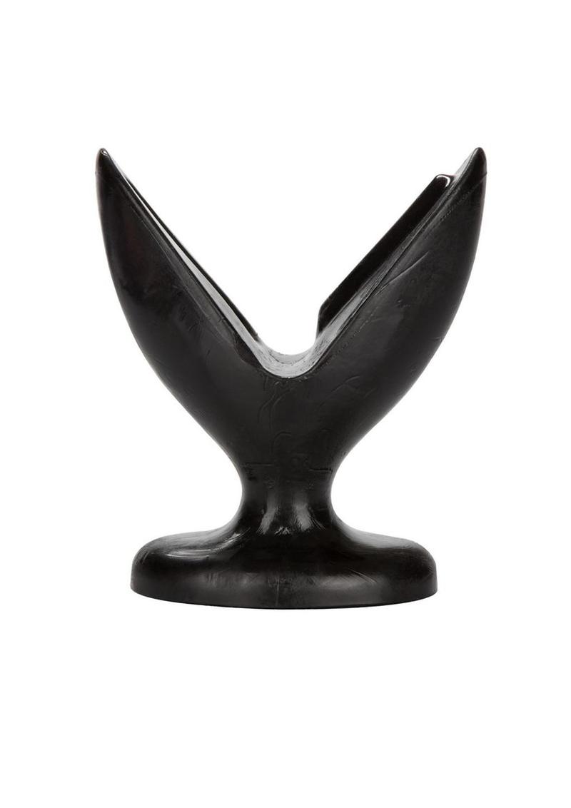 Black split expander butt plug, front view