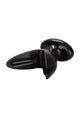 Black expander butt plug, lying side view