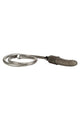 Silver shower hose with nozzle attached, full length