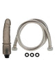 Silver shower hose with clear jelly nozzle and washers