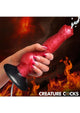 Creature Cocks Hell Hound Squirting Silicone Dildo – red/black, held in hand