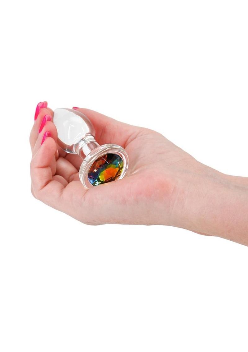 Crystal Desires Rainbow Gem Glass Anal Plug