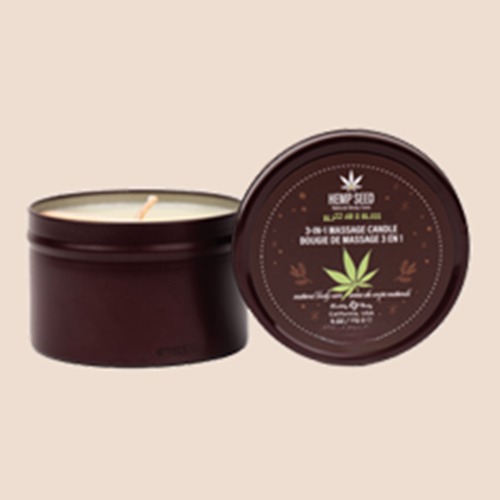Earthly Body 2026 Hemp Seed 3-in-1 Holiday Massage Candle in Blizzard Bliss