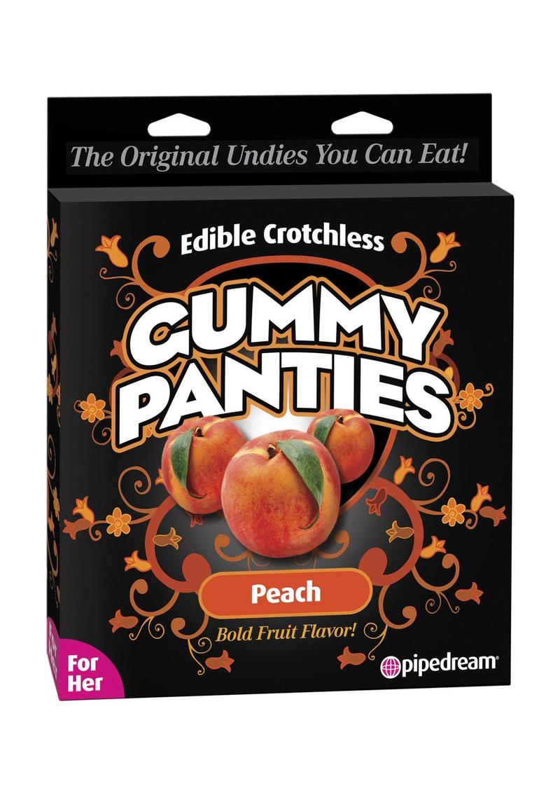 Edible Crotchless Gummy Panties in Peach, wearable gummy candy panty with a crotchless cut
