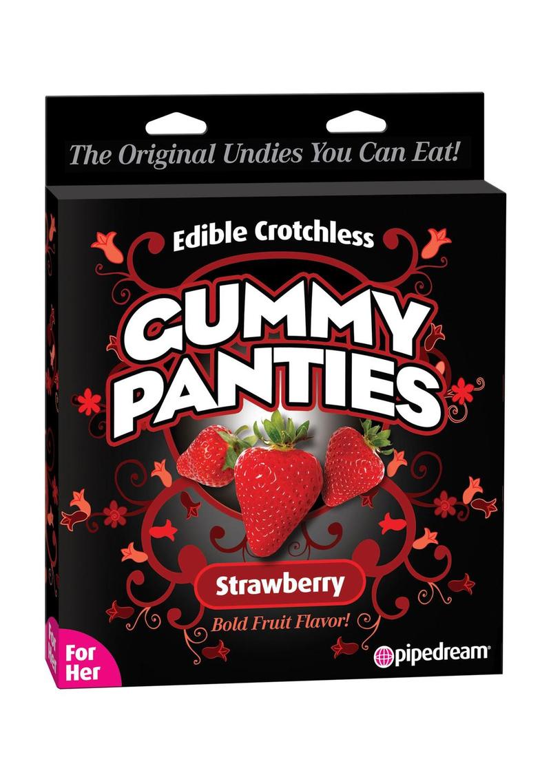 Edible Crotchless Gummy Panties in Strawberry, wearable gummy candy panty with a crotchless cut