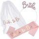 Rose gold headband, pink Bride To Be satin sash and mesh veil set