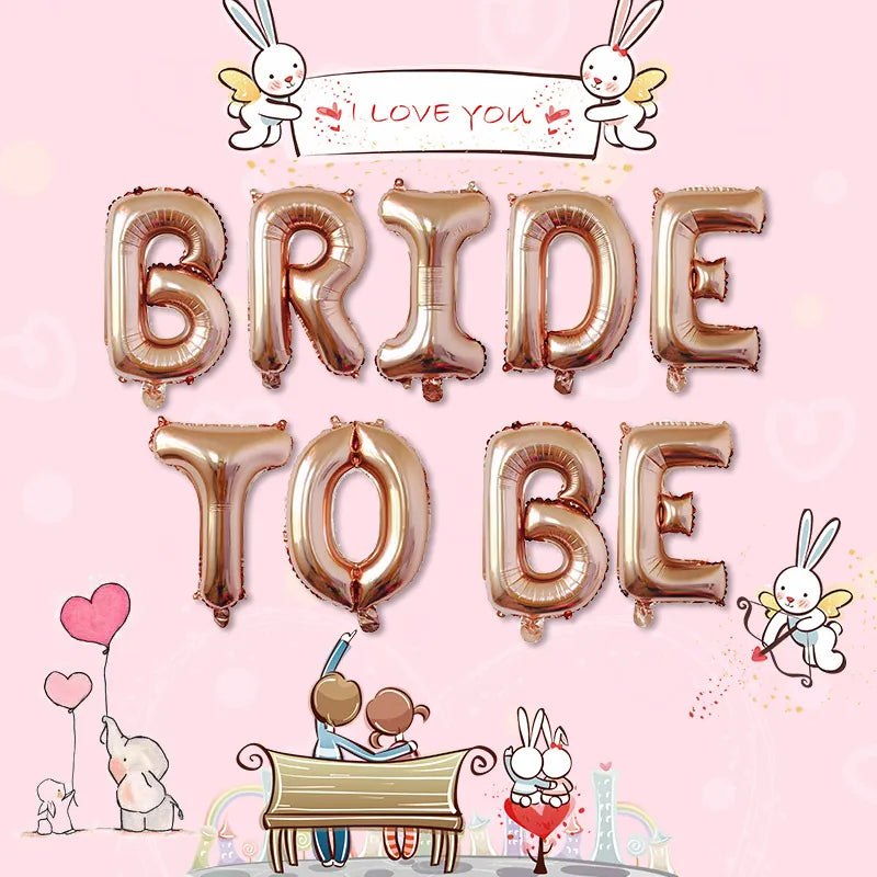 Rose gold Bride To Be foil letter balloons with latex balloons